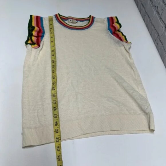 Boden linen two piece Cream Cardigan & top with Multicolor Trim size M - Picture 7 of 9